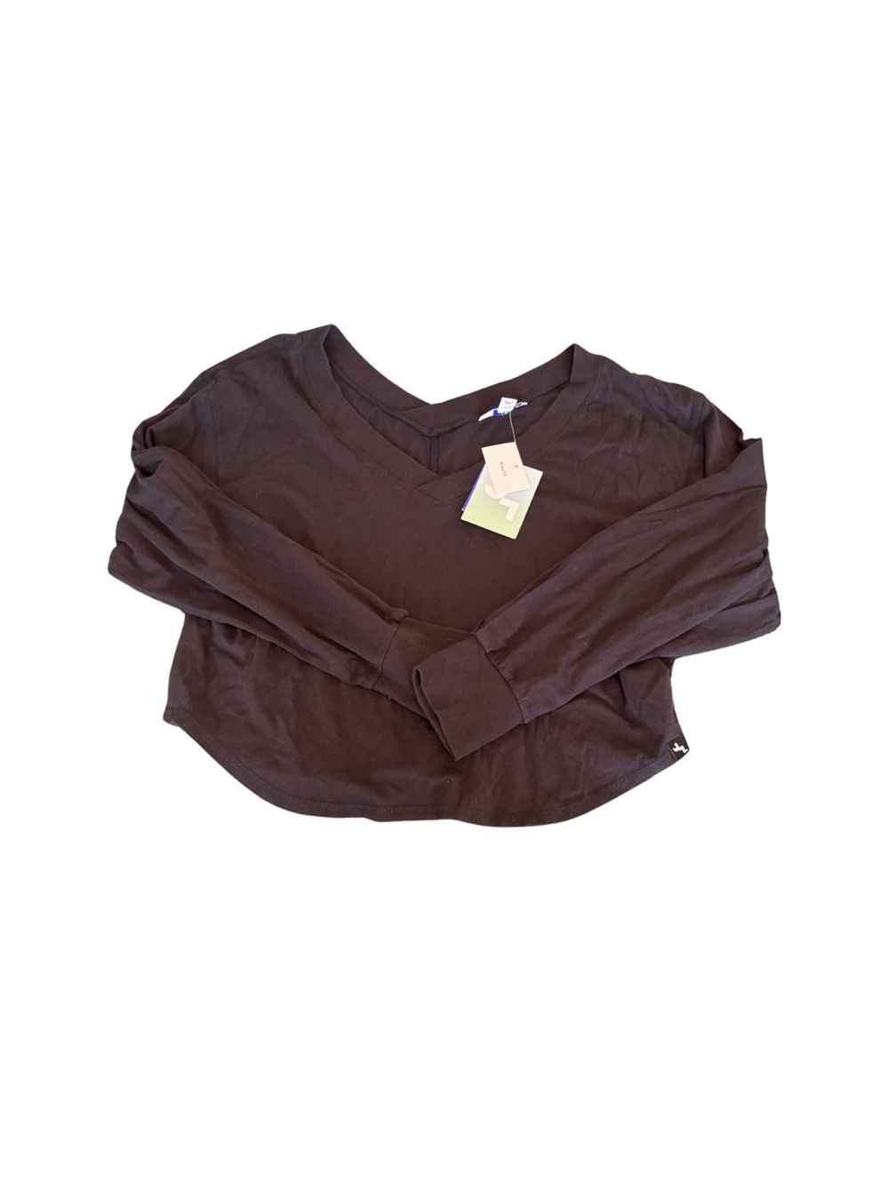 JoyLab Dark Brown V-Neck Long-Sleeve Tee
